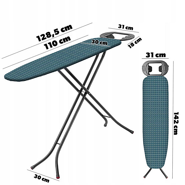 KADAX Planche à Repasser Standard Grand Support de Fer Pliable 110x30cm