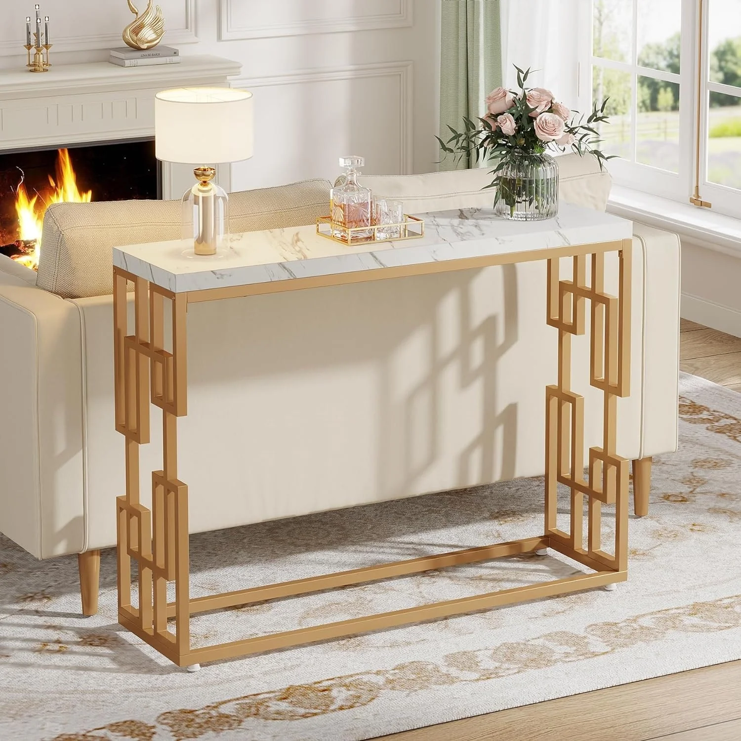Modern Gold Console Table, 42.5 Entryway Hallway Table, Sofa Tables