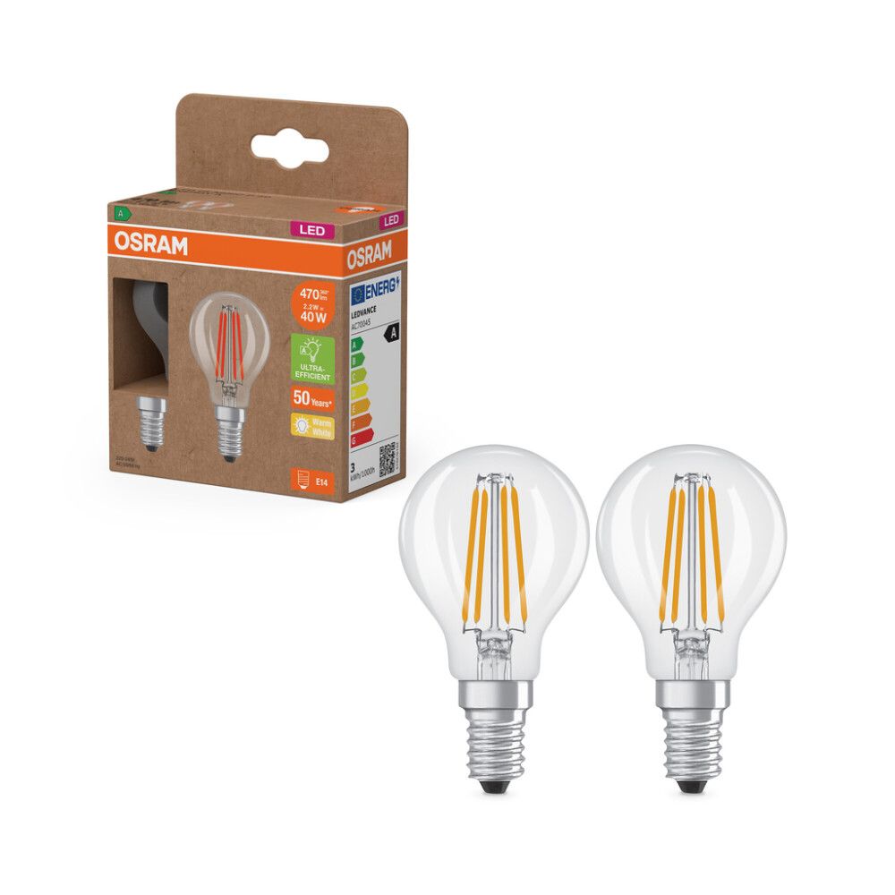 GLOBUSPÆRE LEDVANCE LED KLASSISK E14 2,2W KLAR
