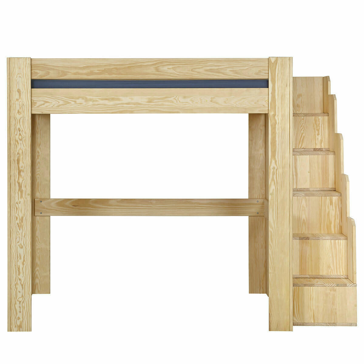 ALEX - Pack lit mezzanine avec bureau et matelas 90x190 cm bois massif