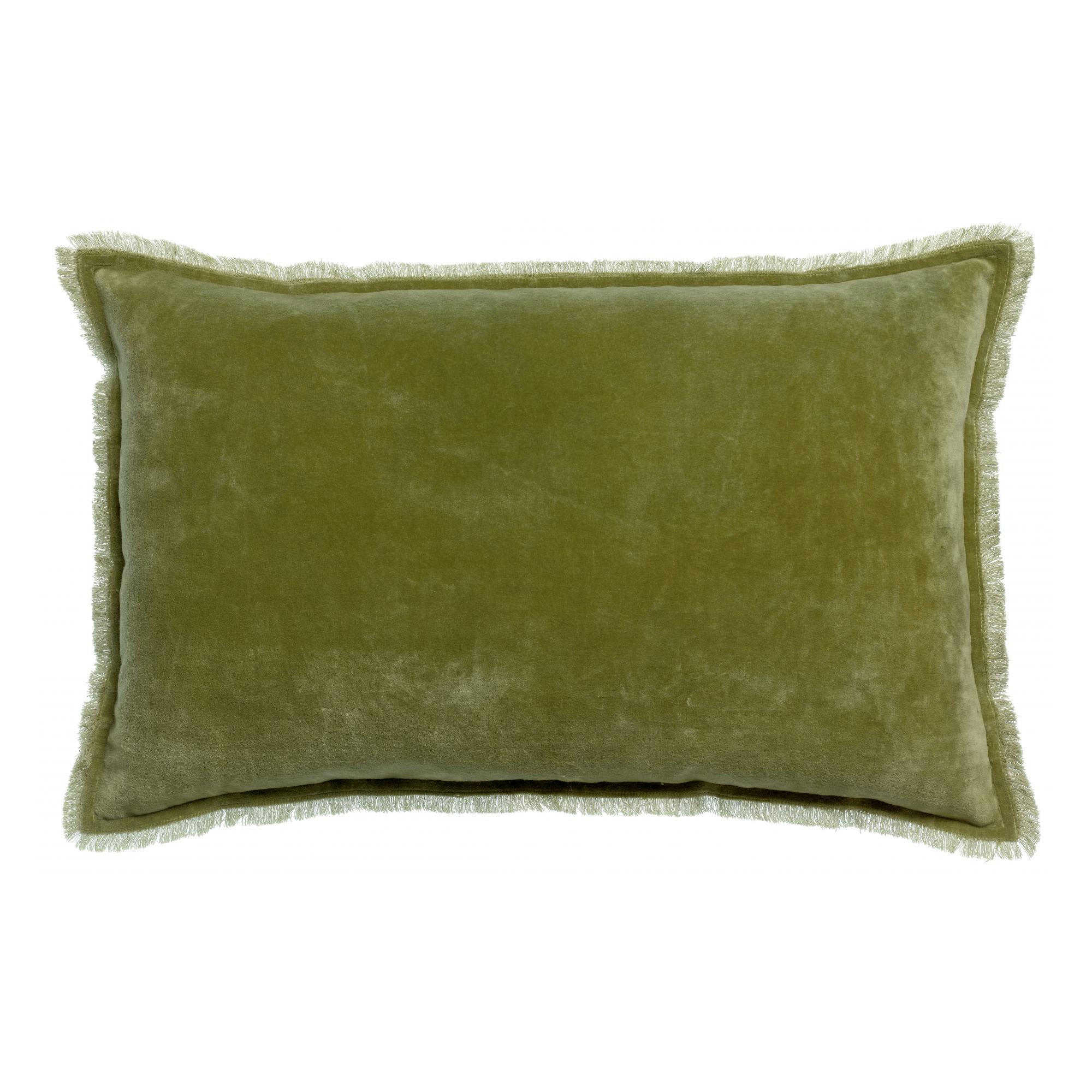FARA - Coussin uni  en coton olive 40 x 65
