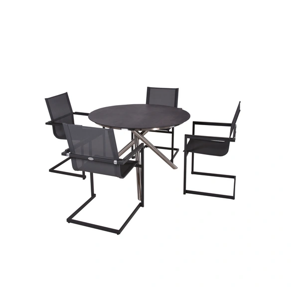 Tischgruppe »SOPHIA«, 5-tlg., Schwarz, Aluminium, Kunststoff