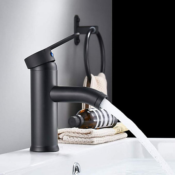 Mitigeur monocommande noir avec mitigeur eau chaude et eau froide pour salle de bain et cuisine
