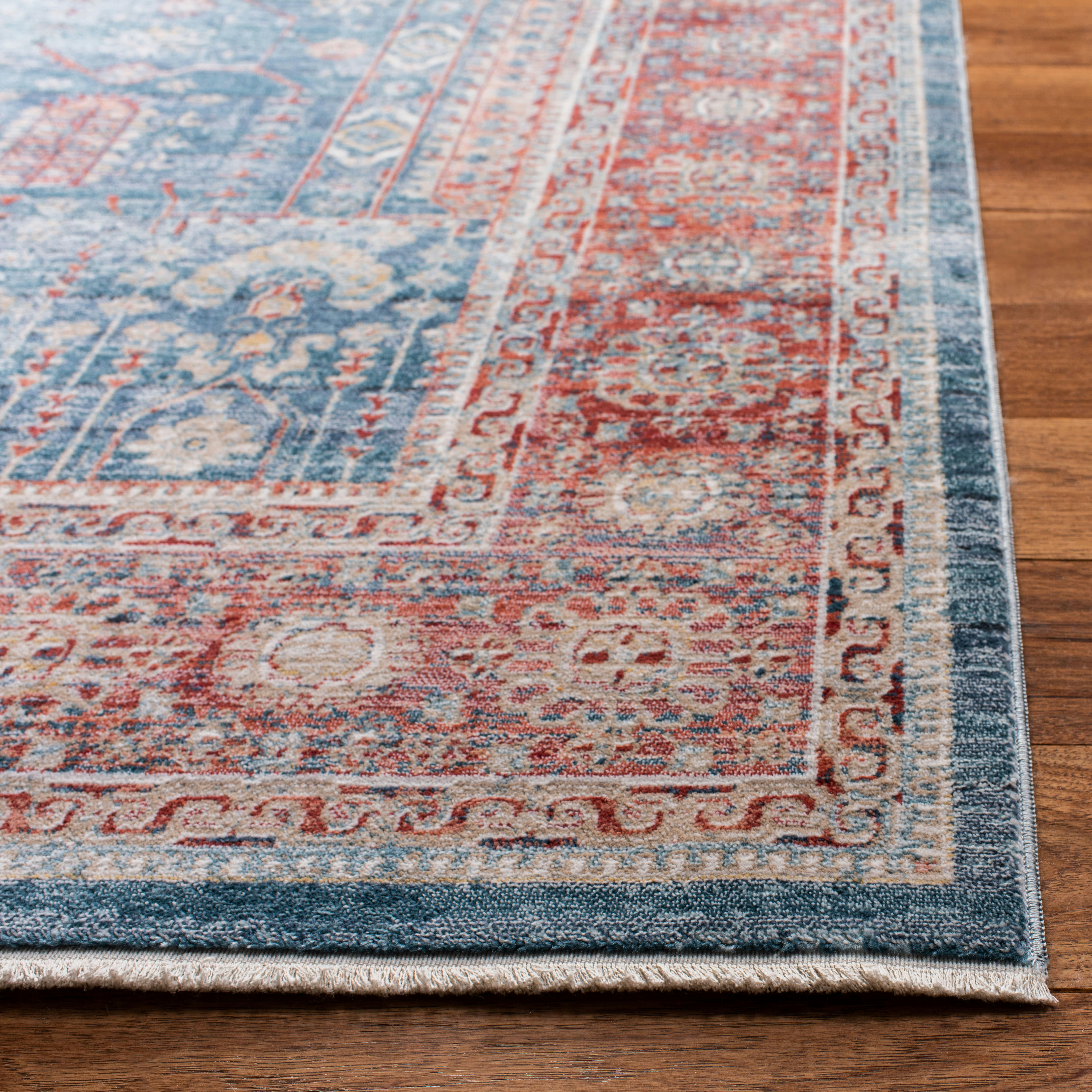 VICTORIA - Tapis de salon interieur en bleu marine & rouge, 152 x 244 cm
