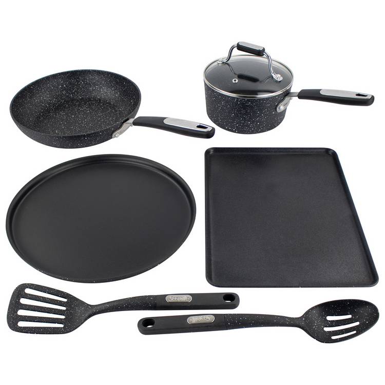 Scoville 6 Piece Aluminium Cookware Set - Black