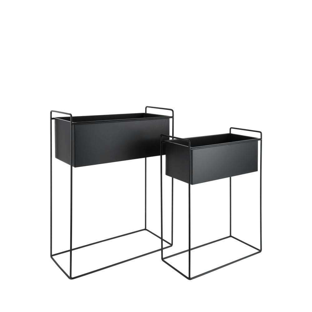 ESSENCE - 2 cache-pots rectangulaire en métal noir
