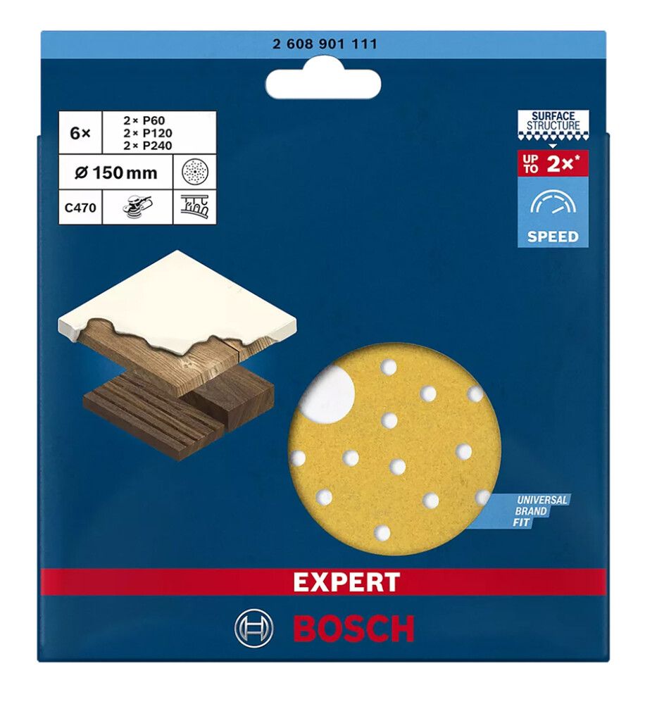 SLIPESETT BOSCH EXC 150MM 6DELER MULTIHÅL