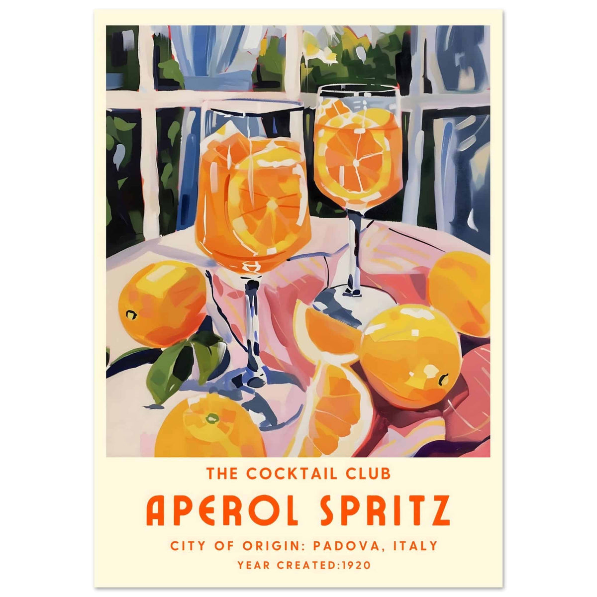 Artfulprints Poster Aperol Spritz - The cocktail club II  - A4 21x29.7 cm - Oranje