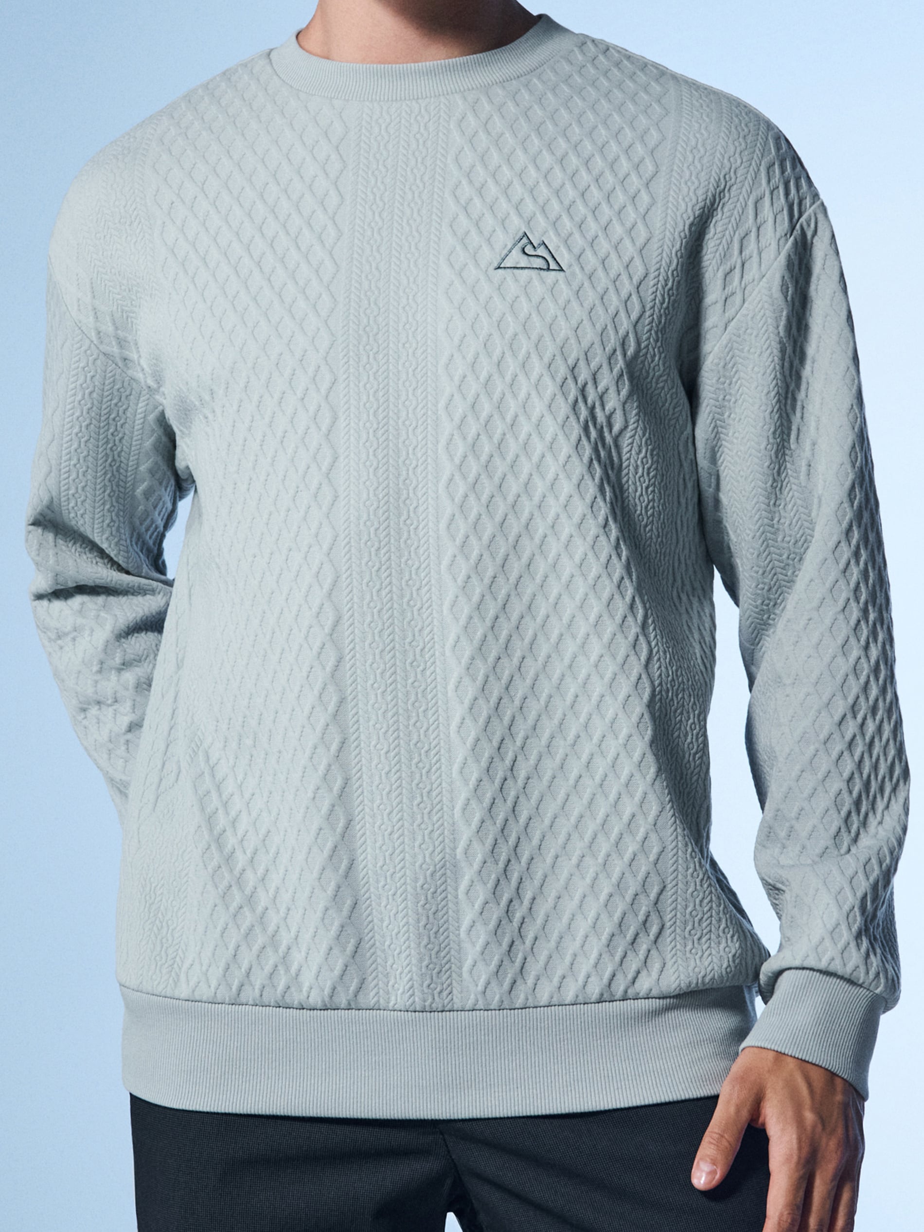Strukturalna bluza crewneck z haftem