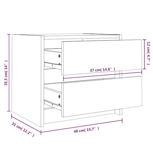 NNEVL Bedside Cabinet 40x31x35.5 cm Solid Wood Pine