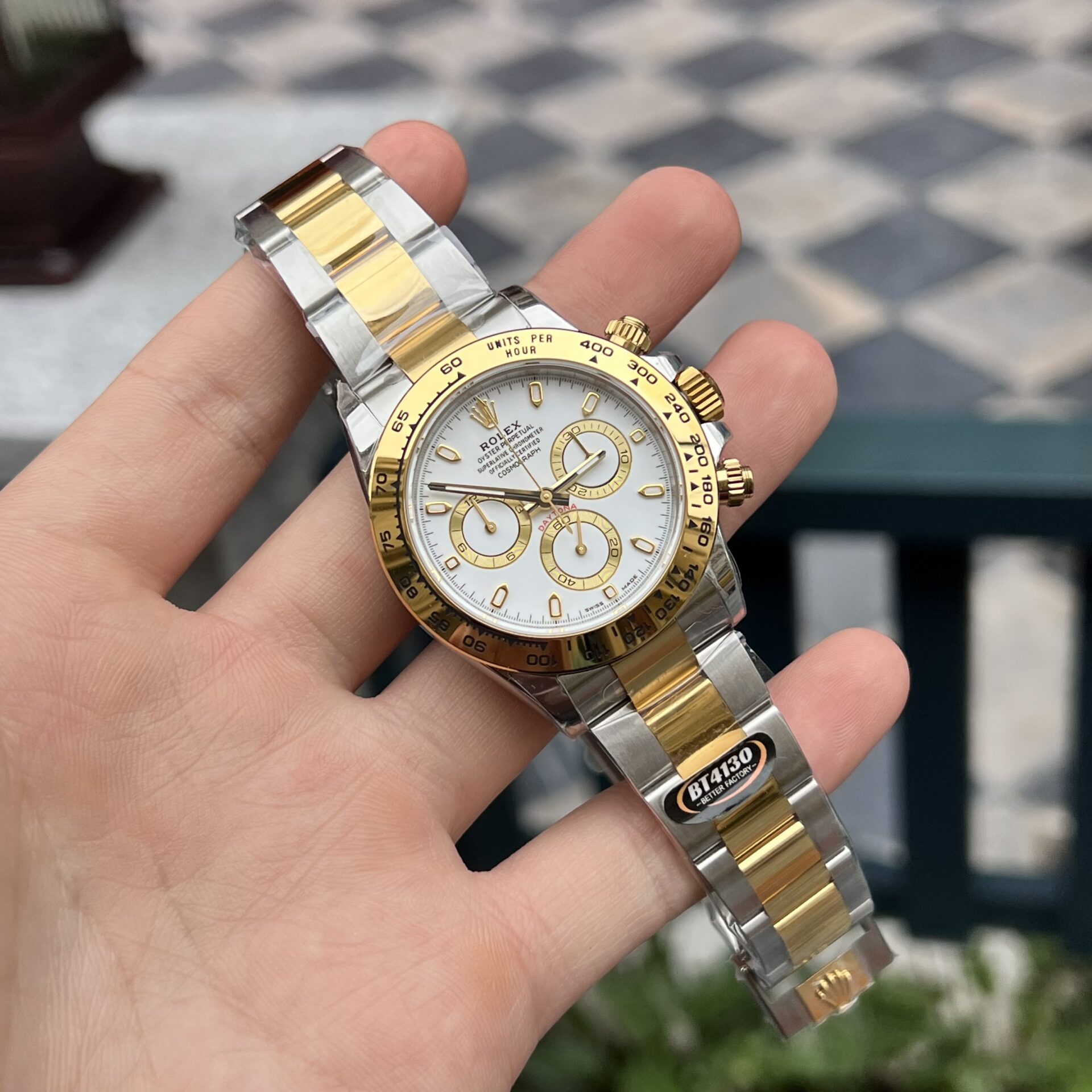Rolex Daytona 126503 SS/YG Plated White Dial 40mm Oyster Super Clone