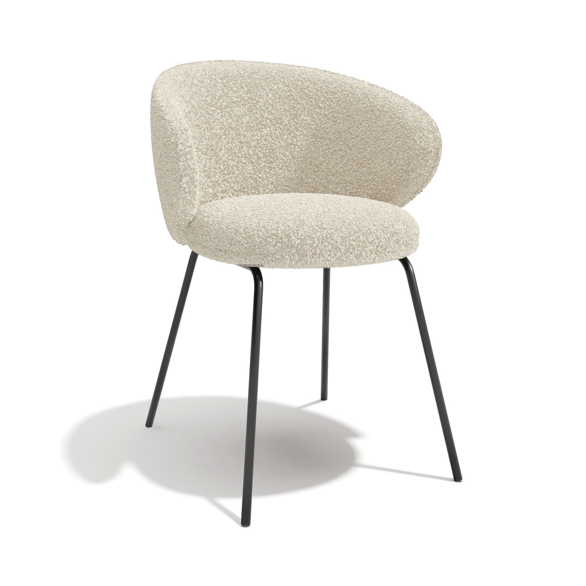 Sia Home - Eetkamerstoel LUNA - Bouclette stof - Crème - 53.5cm