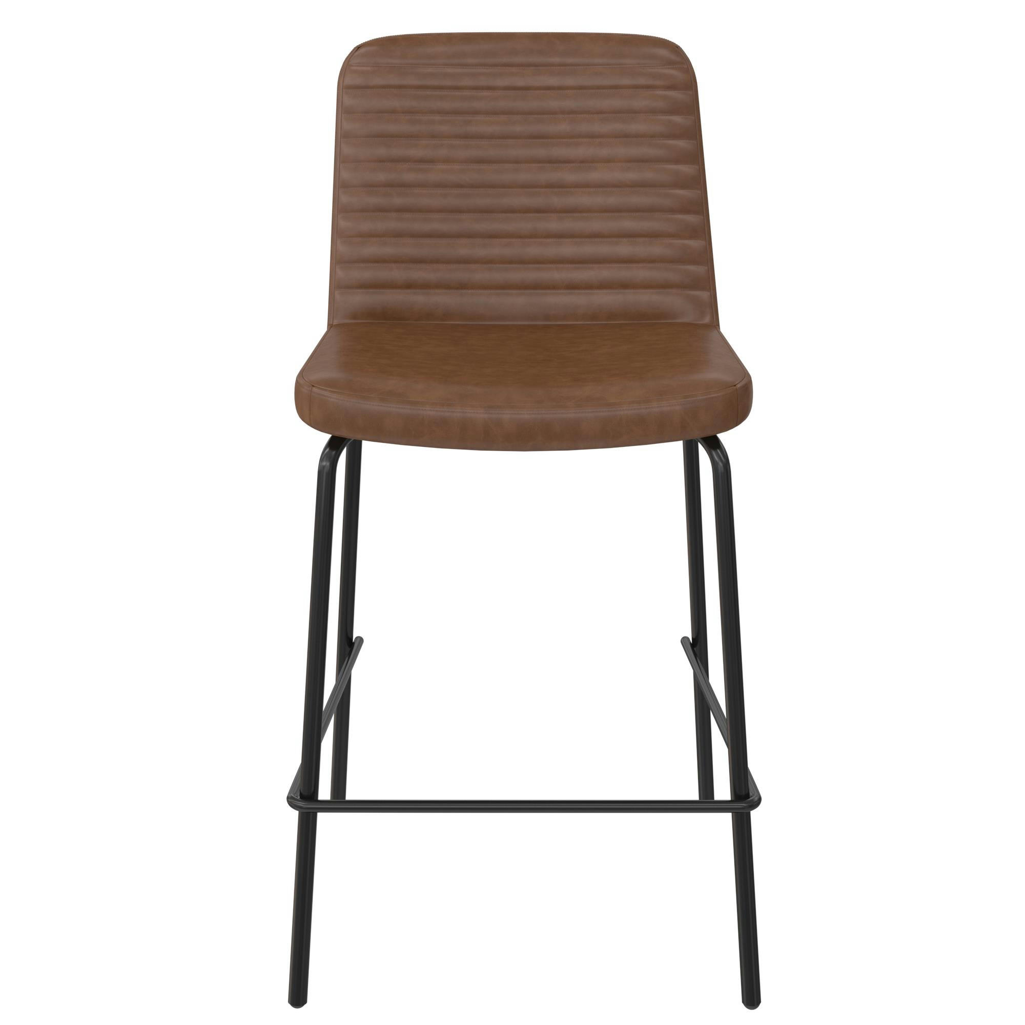 COREY - Tabouret de comptoir en simili cuir camel