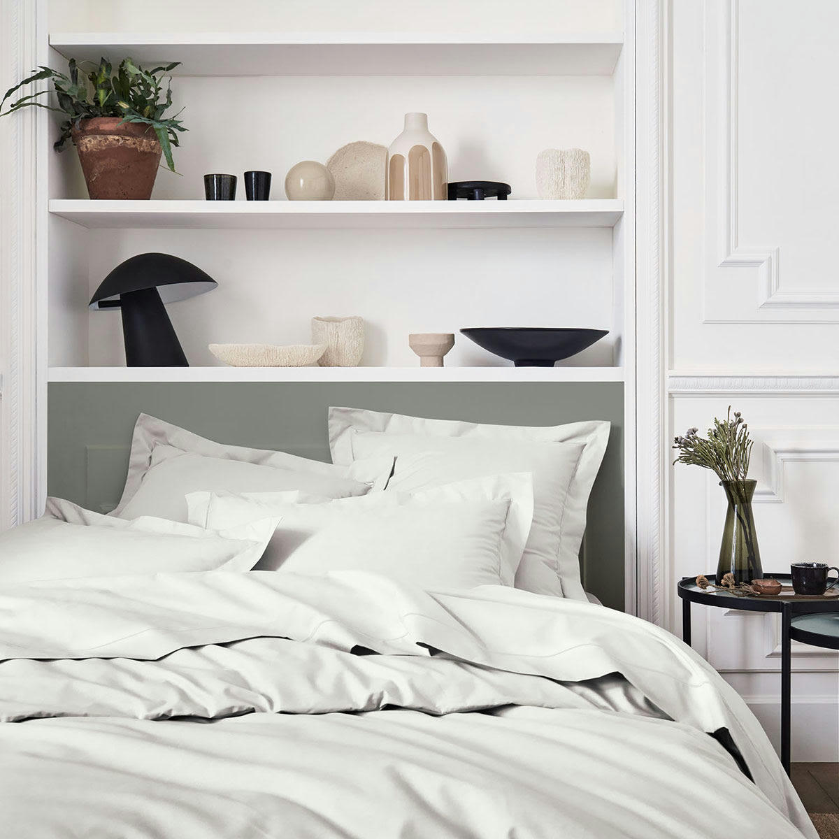 PREMIÈRE - Housse de couette unie en percale de coton gris 260x240