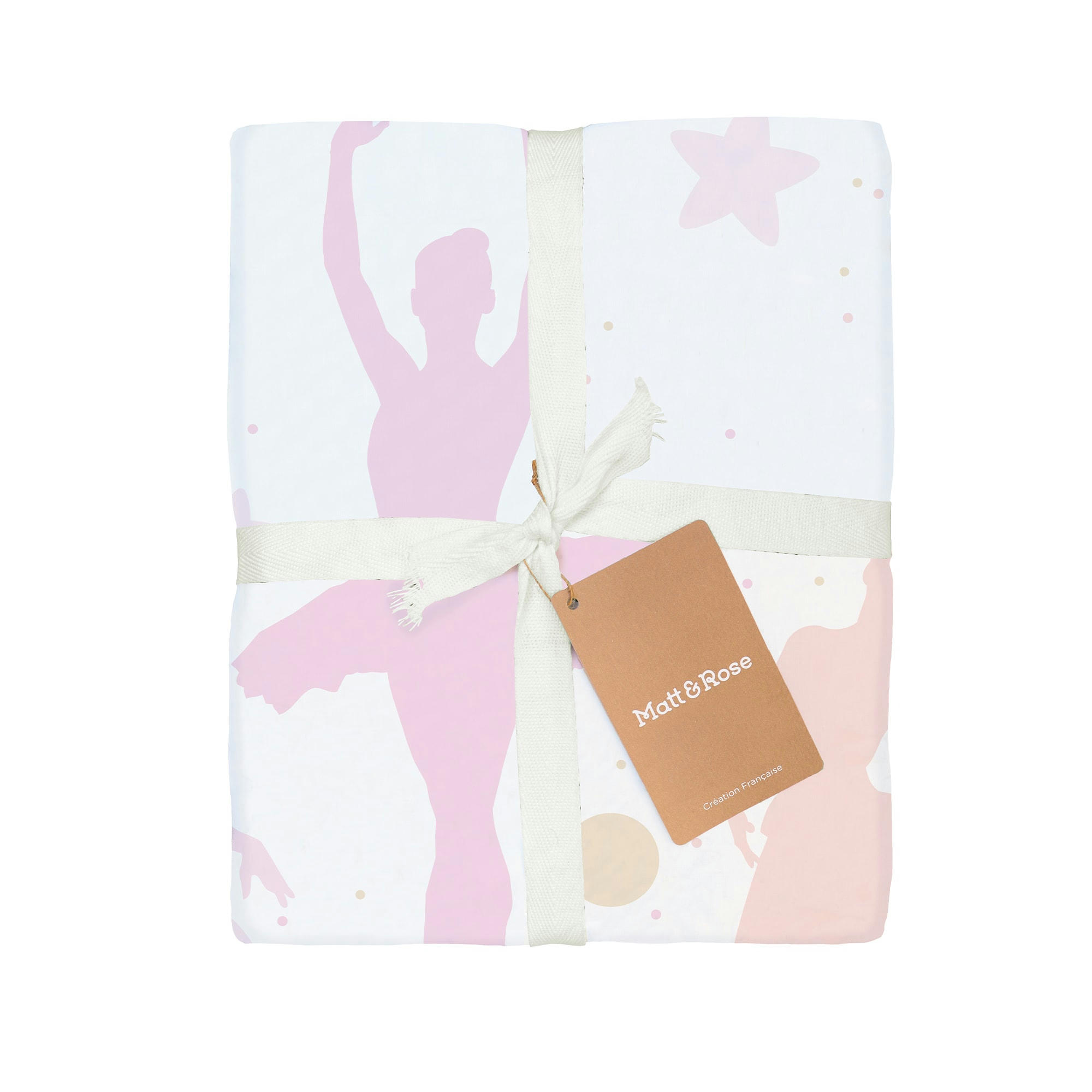 OPÉRA - Parure de lit imprimée en coton Blanc, Rose 140x200+63x63cm