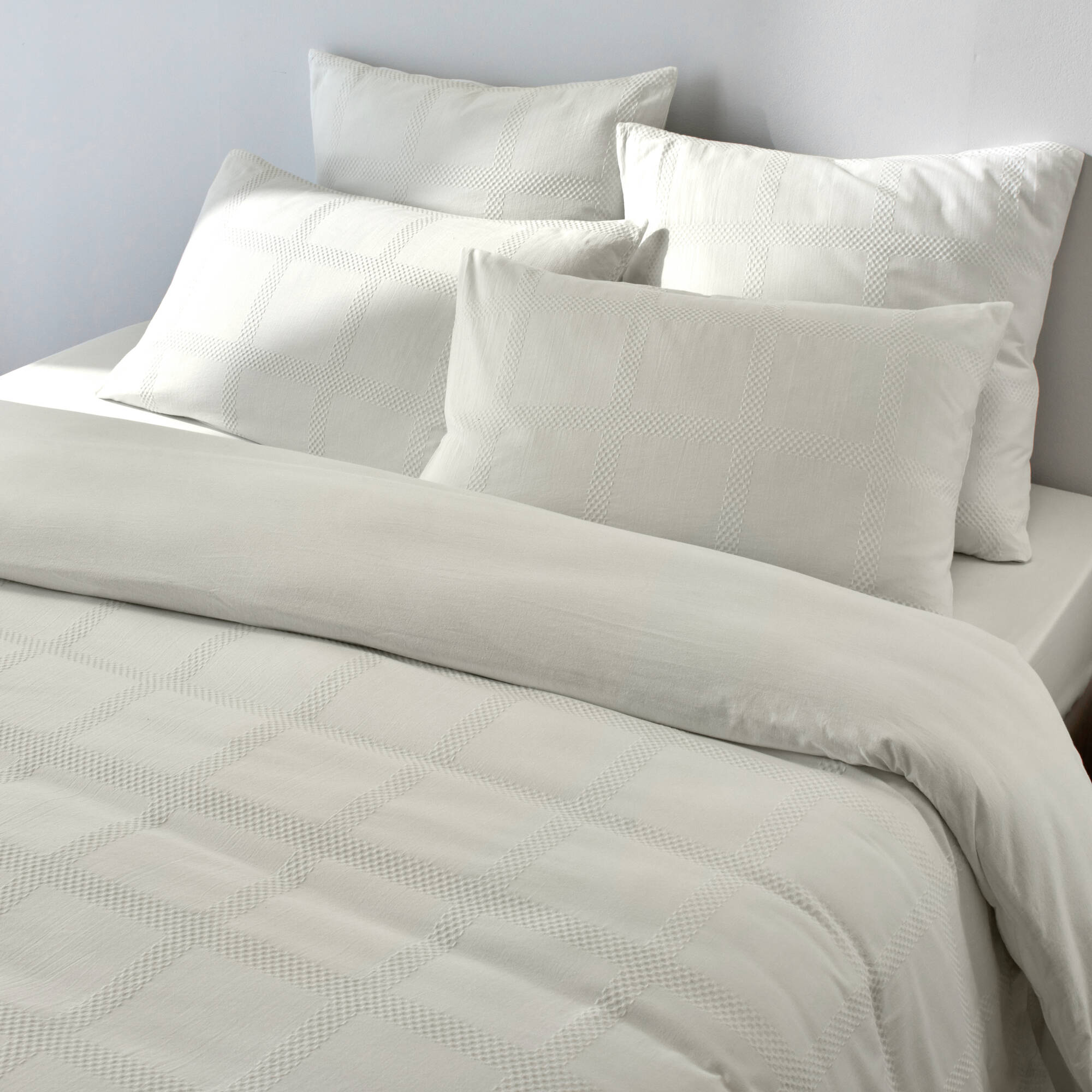 Linge de lit gaufré en coton uni