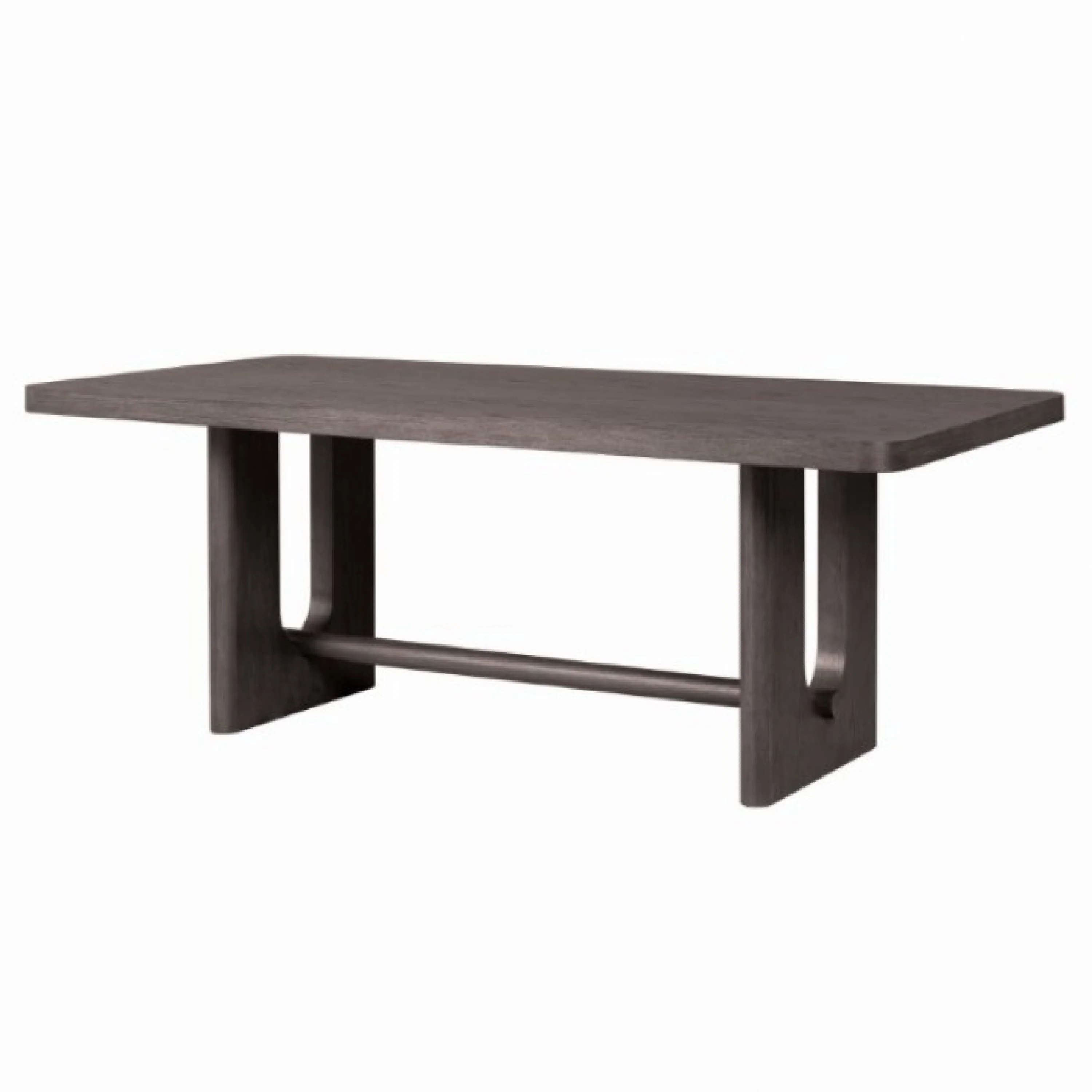 Zoko Dining Table, Pedestal Base, Dark Ash Gray, Solid Wood 83 Inch