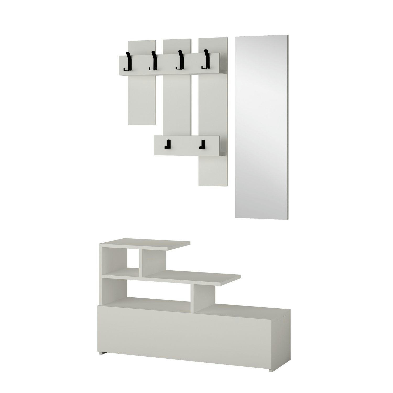 VESTI - Porte manteau avec banc design blanc