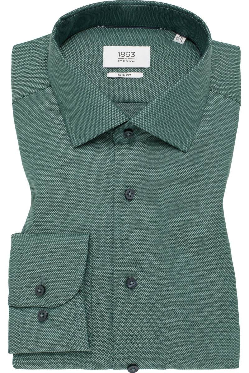 ETERNA 1863 Slim Fit Hemd dunkelgrün, Strukturiert