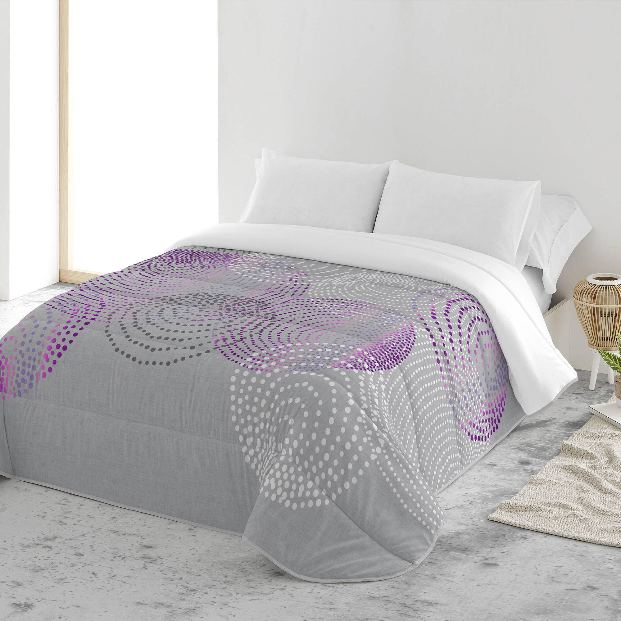 Couette microfibre imprimée cercles graphiques 200 g/m²