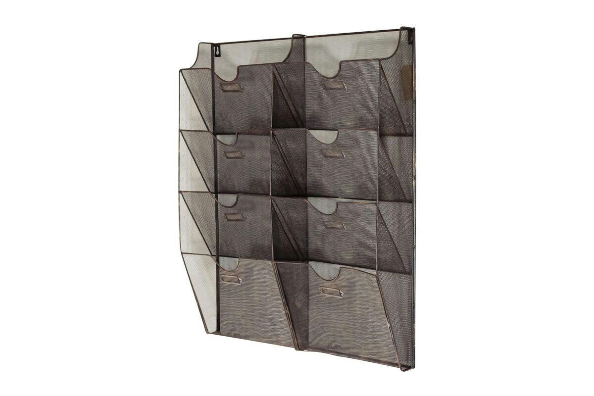 GRILLAGE - Porte-document mural en métal gris