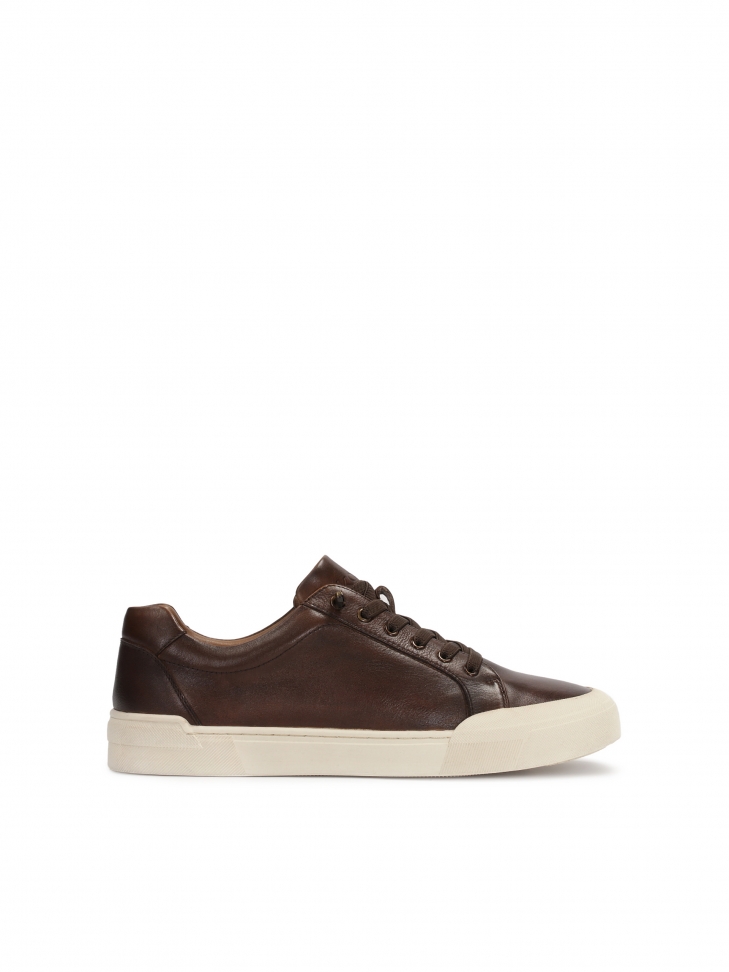 Brown leather men's sneakers
