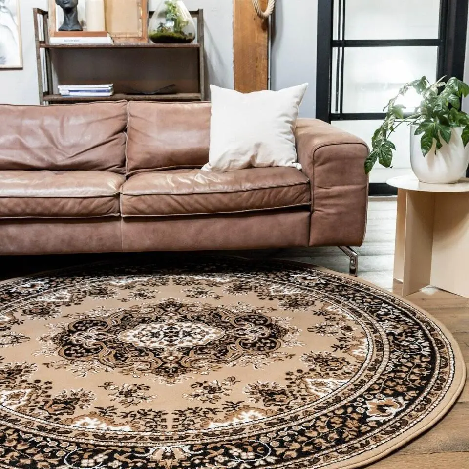 Interieur05 rond vintage Vloerkleed Nain Perzisch bruin - 235 x 235 cm