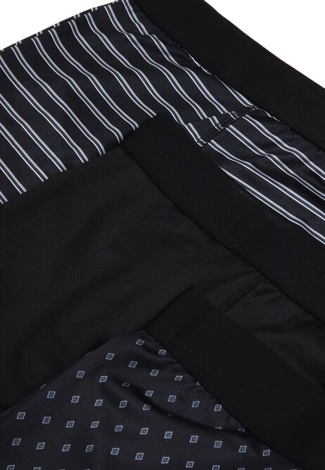 Mens 3pk Black Geo Smooth Hipster Trunks