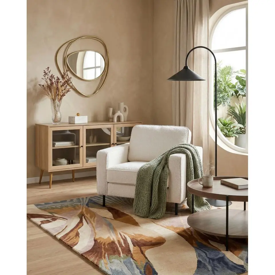 SAVALEN - Fauteuil - Wit - Boucl&eacute;