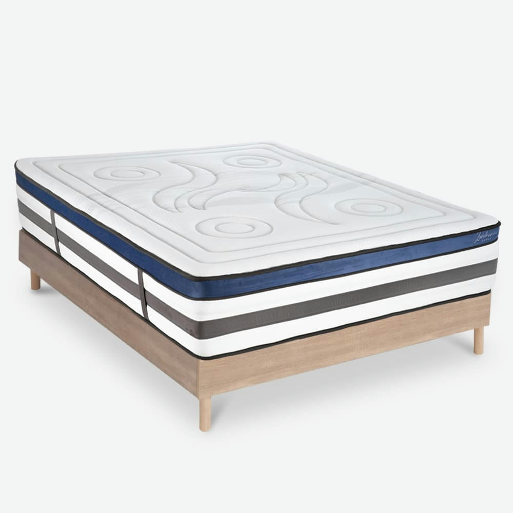 QUINTESSENCE - Ensemble Matelas à Mémoire de forme h30cm et sommier bois 140x200
