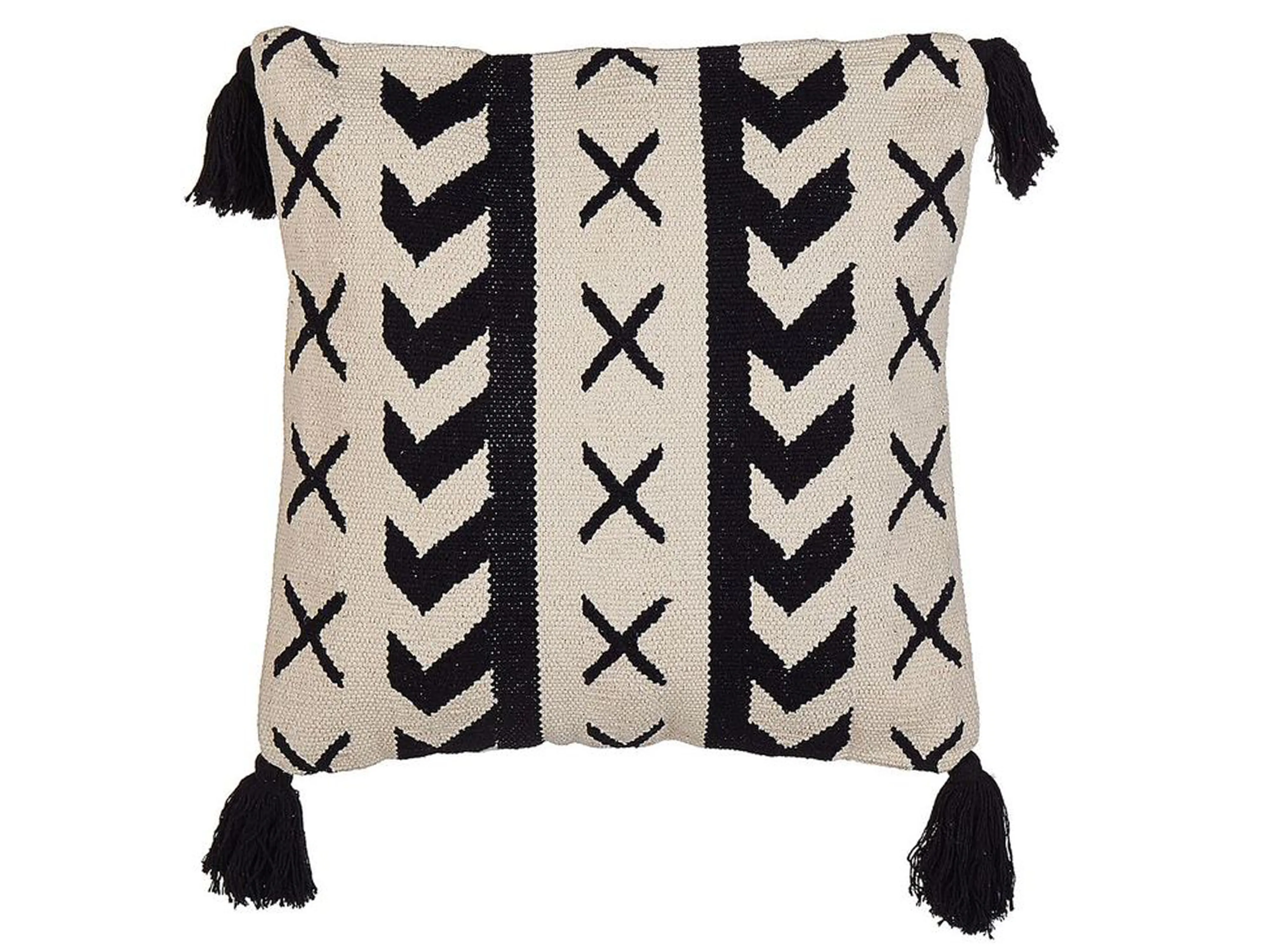 Throw Cushion DEADNETTLE Cotton 45 x 45 cm Beige Geometric Pattern