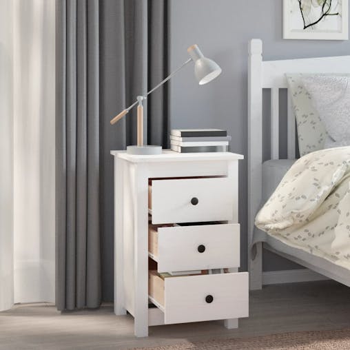 NNEVL Bedside Cabinets 2 pcs White 40x35x61.5 cm Solid Wood Pine