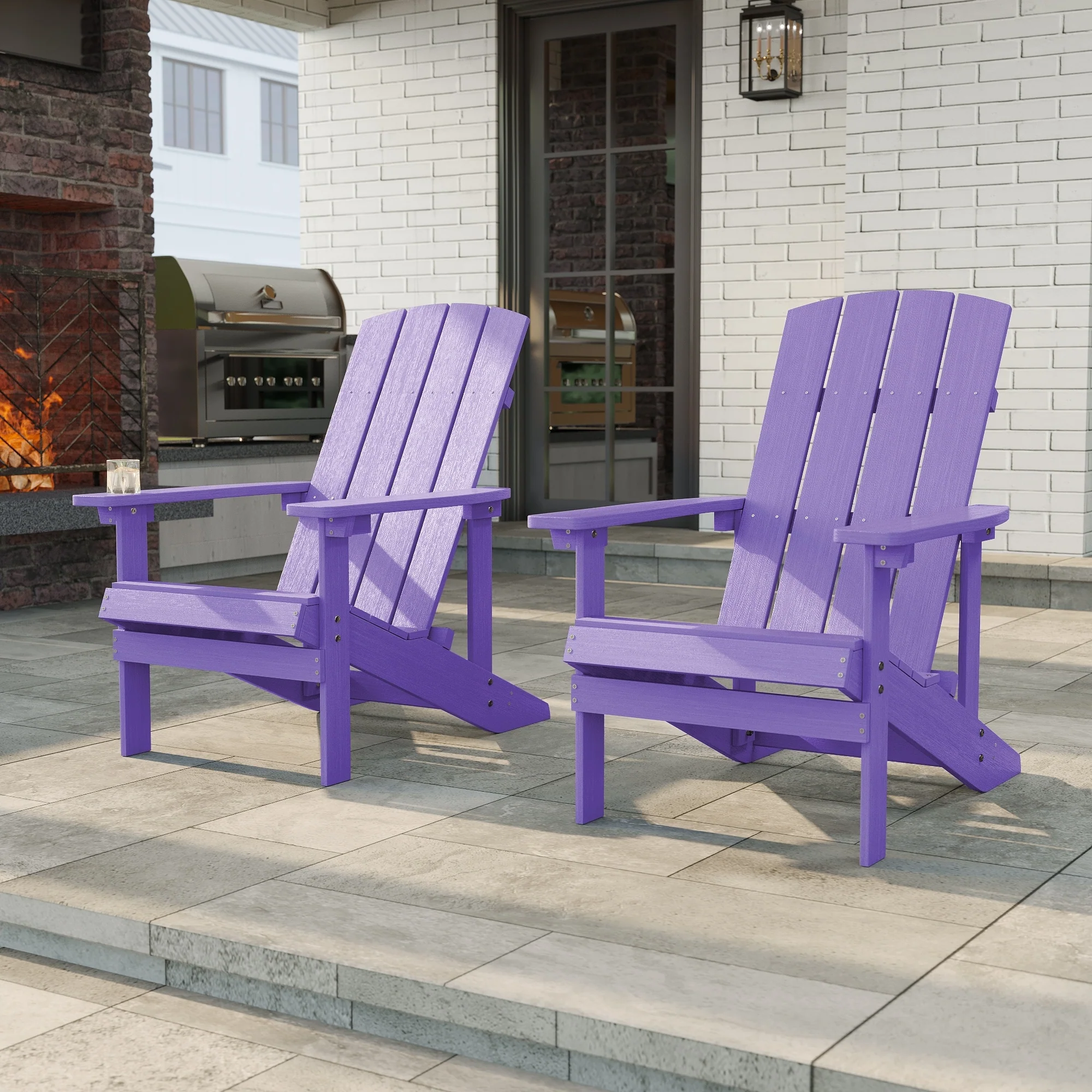 LIVOOSUN Outdoor Recycled Plastic Modern Outdoor Adirondack Chair Set of 1/2/4
