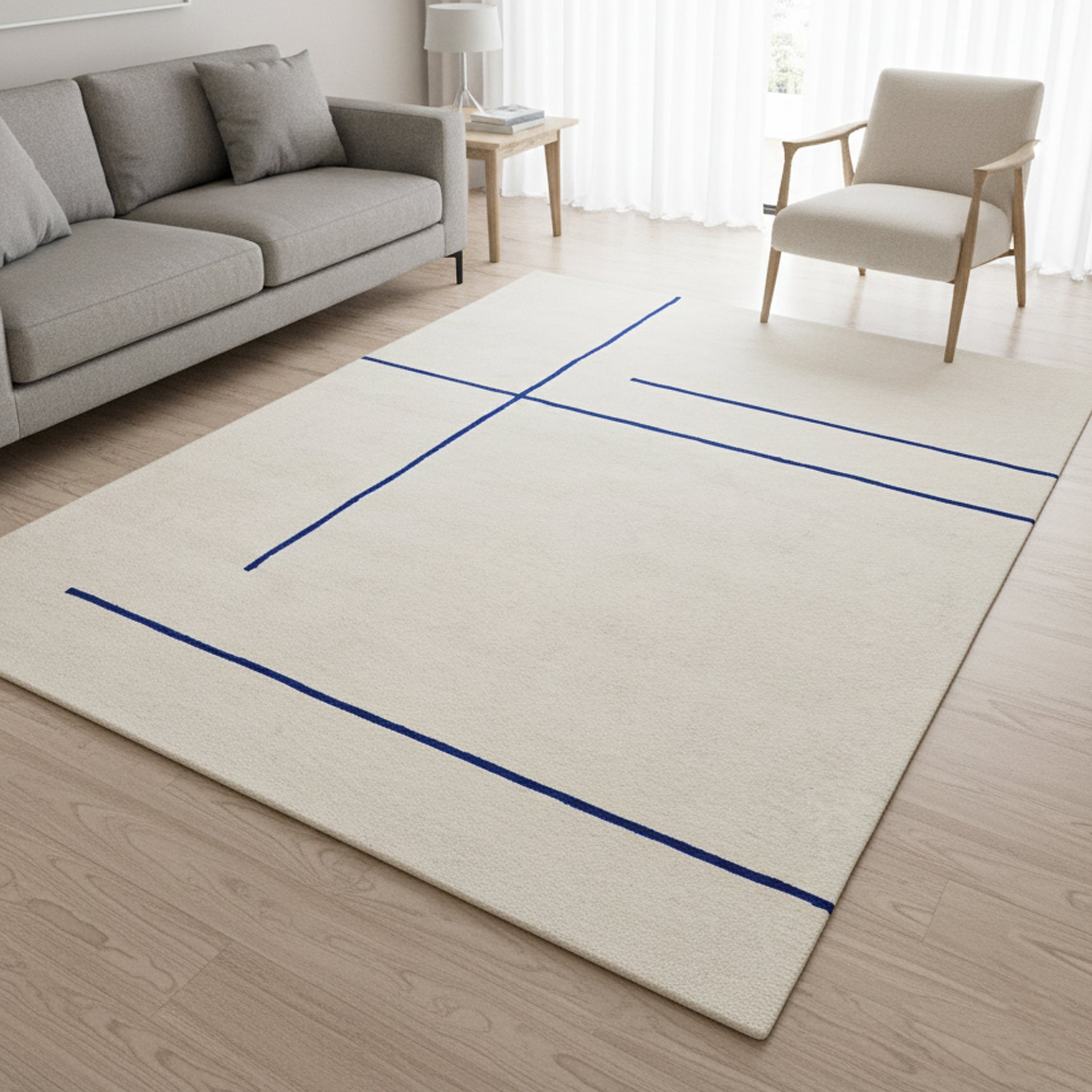 by fonQ Line Vloerkleed 200 x 300 cm - Blauw