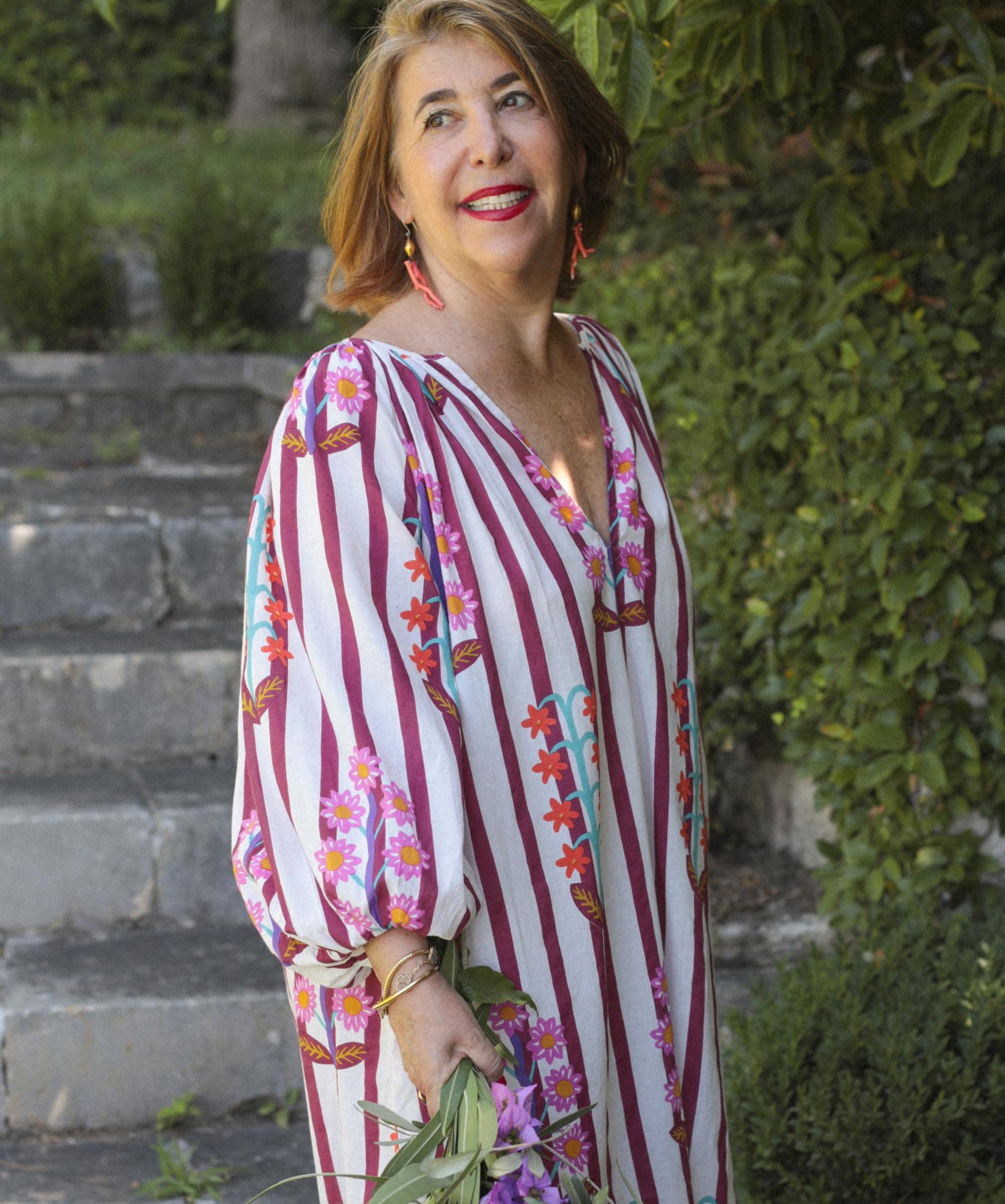Robe longue Elvira imprimé Fleurs Imaginaires - 100% Coton