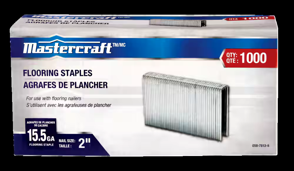 Mastercraft 15.5-Gauge Hardwood Flooring Staples, 2-in, 1000-pc