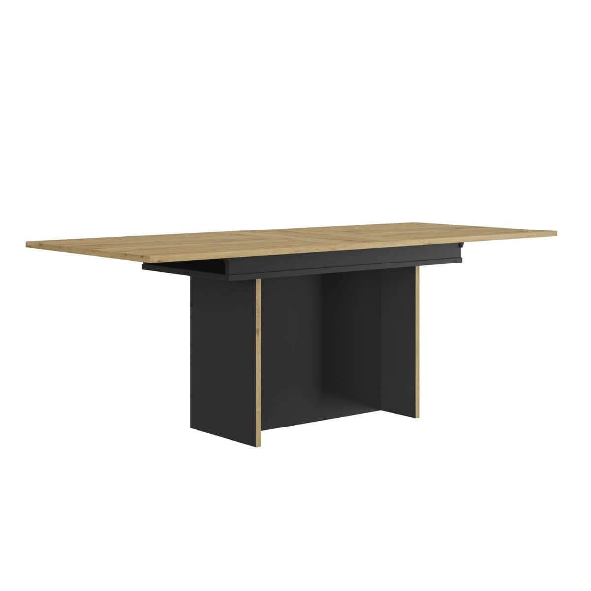 RAFAEL - Table rectangle 1 allonge effet bois noir 160x90x77