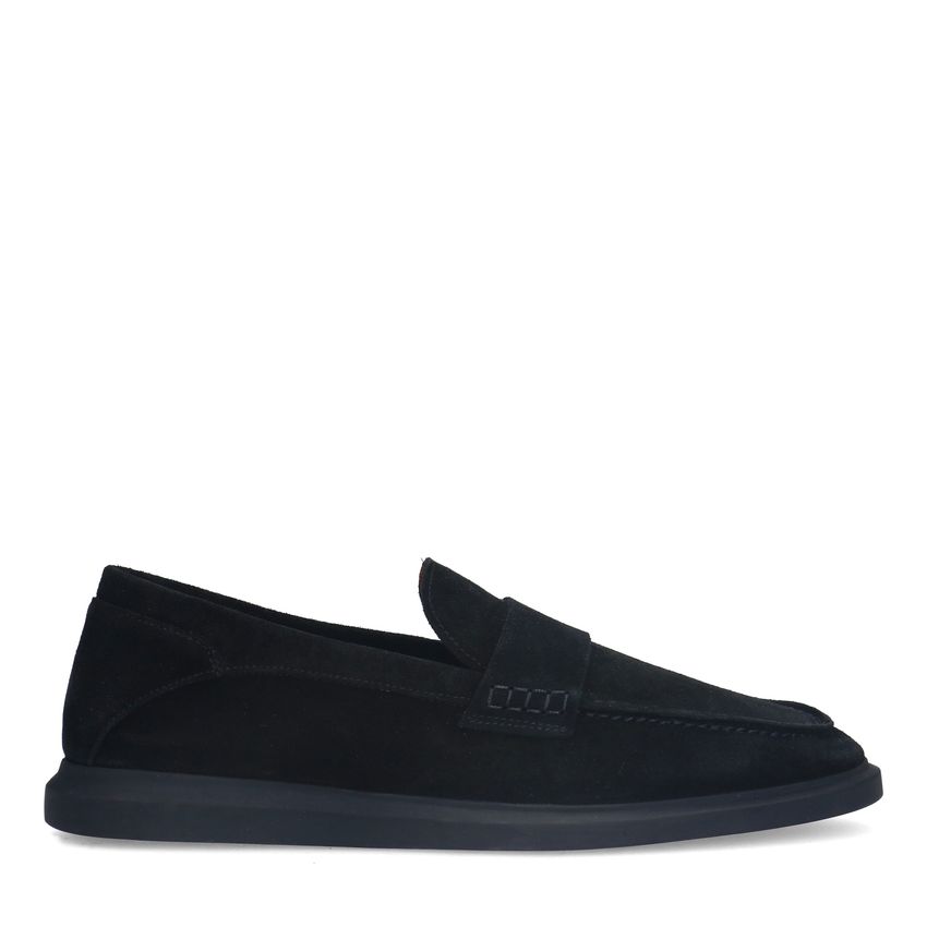 Manfield Zwarte suède loafers