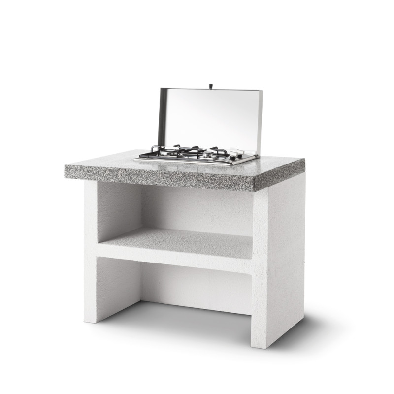 Module avec plan de cuisson à gaz pour barbecue béton
