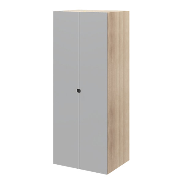 Armoire penderie 2 portes battantes gris clair et effet chêne GoodHome Atomia H. 187,5 x L. 75 x P. 58 cm