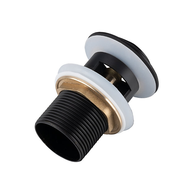BALNEO - ensemble bonde de lavabo Klik Klak B avec trop-plein noir   siphon rond noir en laiton - kit pour lavabo