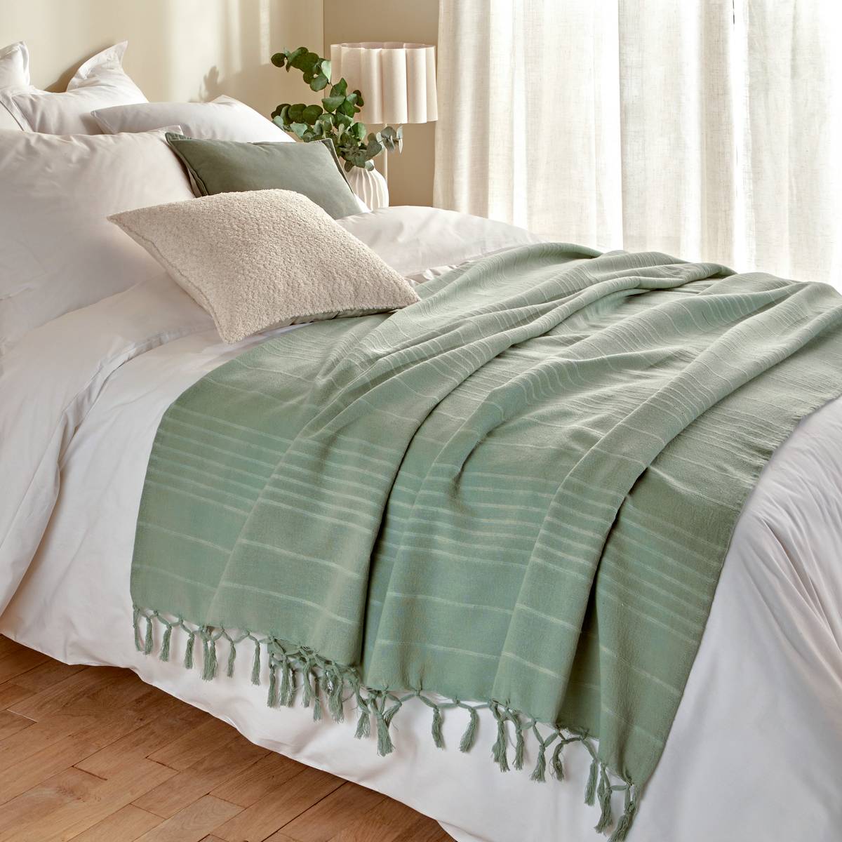 Bed Throw "Anjali" Celadon Green, 250x230 cm