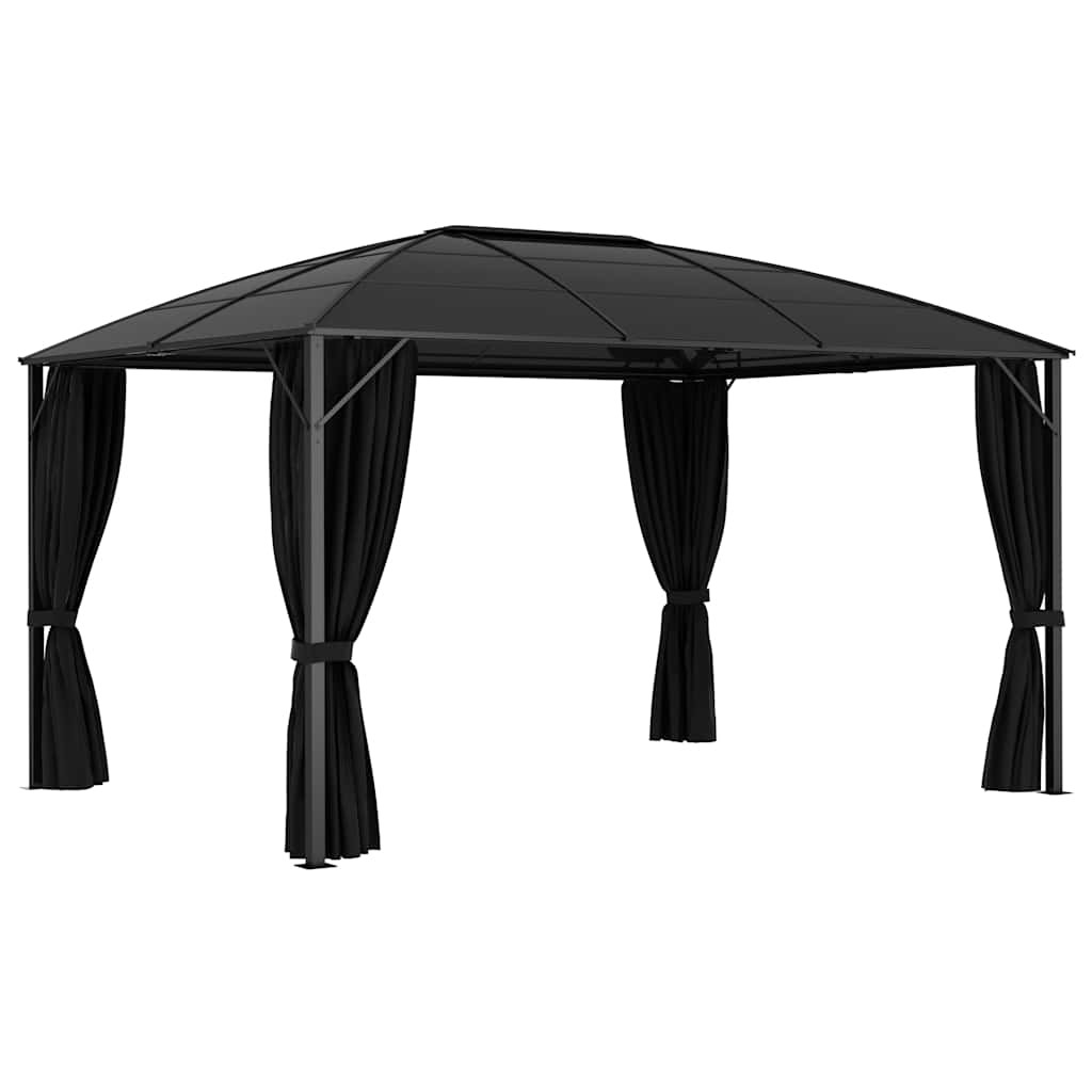 Altana Ogrodowa z Zasłonami Pergola Namiot Ogrodowy Antracyt 400x300x265 cm