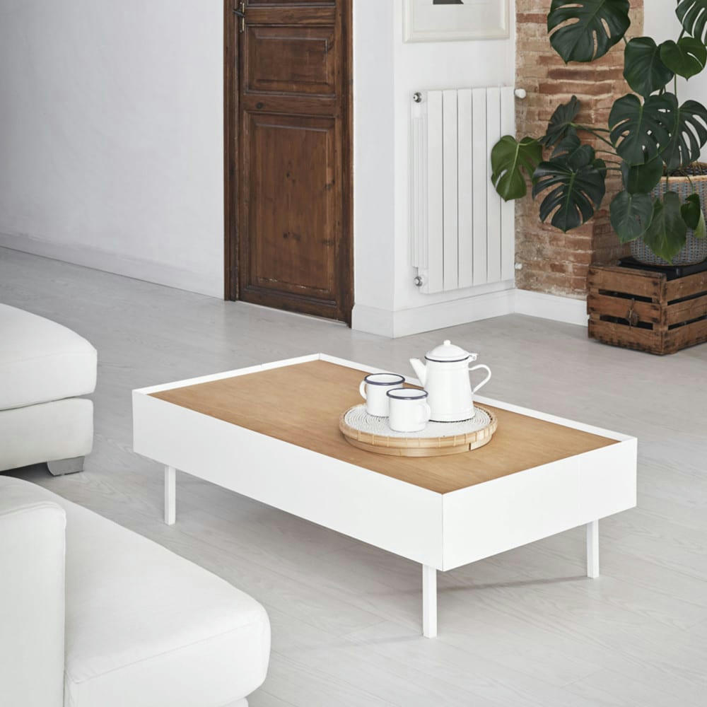 ARISTA - Table basse en bois 110x60cm blanc