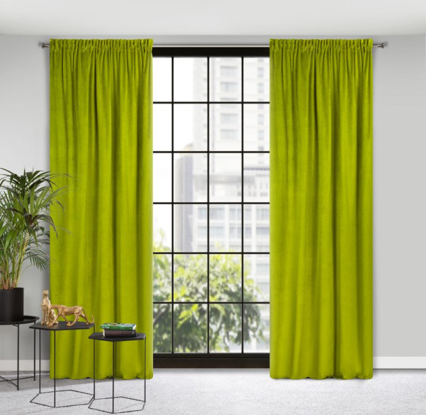 Zasłona 140x300 oliwkowa welurowa gotowa na taśmie Pierre Cardin 1