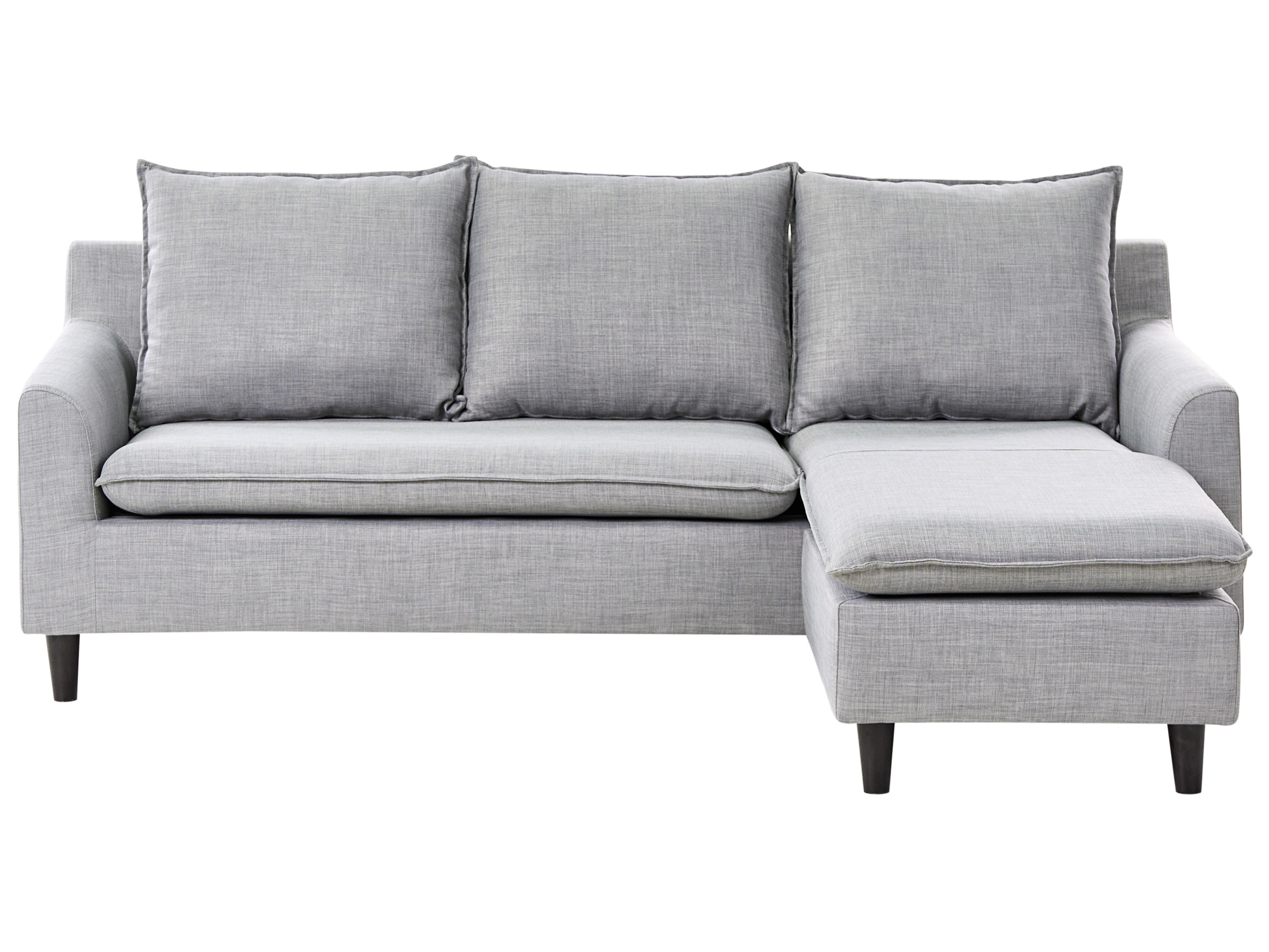 Corner Sofa 3 Seater ELVENES Fabric Light Grey Left Hand