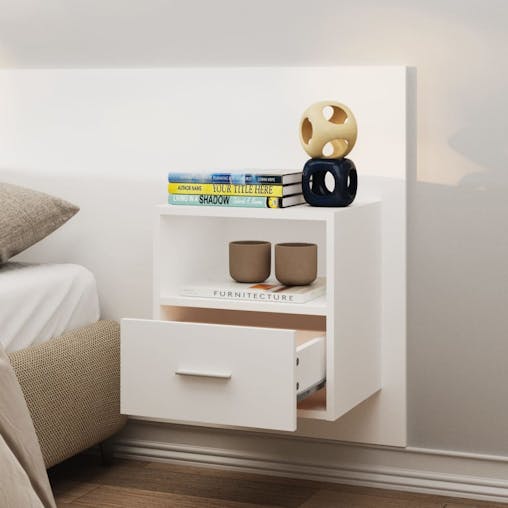 NNEVL Wall-mounted Bedside Cabinet White