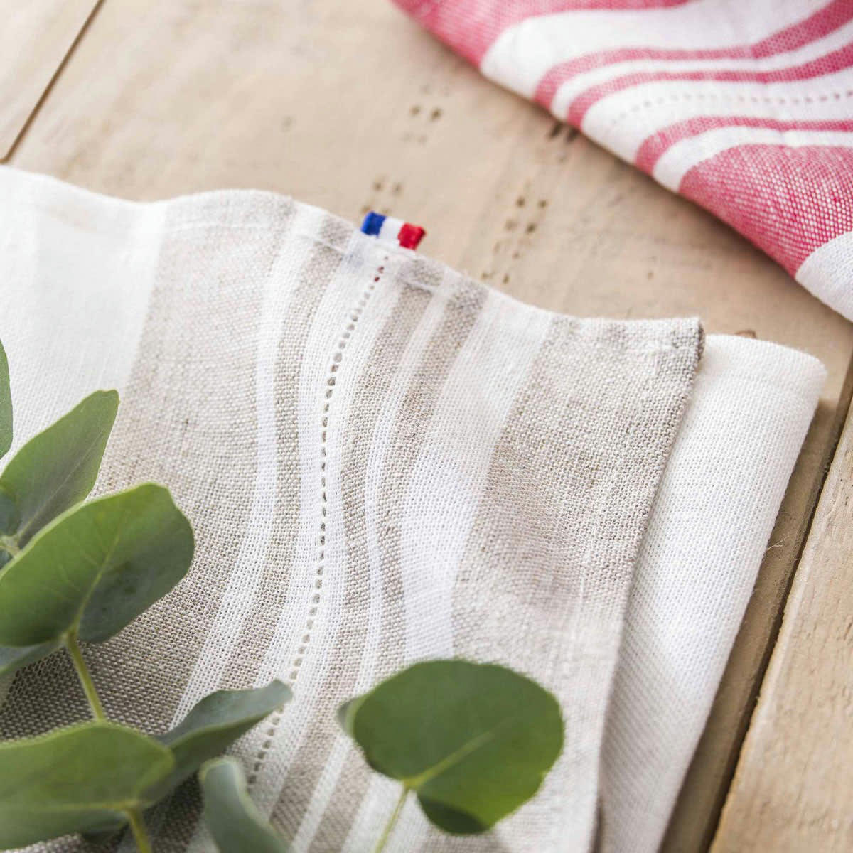 OPALE - Torchon en lin beige 50x75