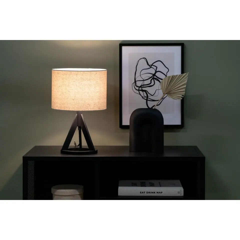 Svea - Riva ronde tafellamp - linnen - zwart