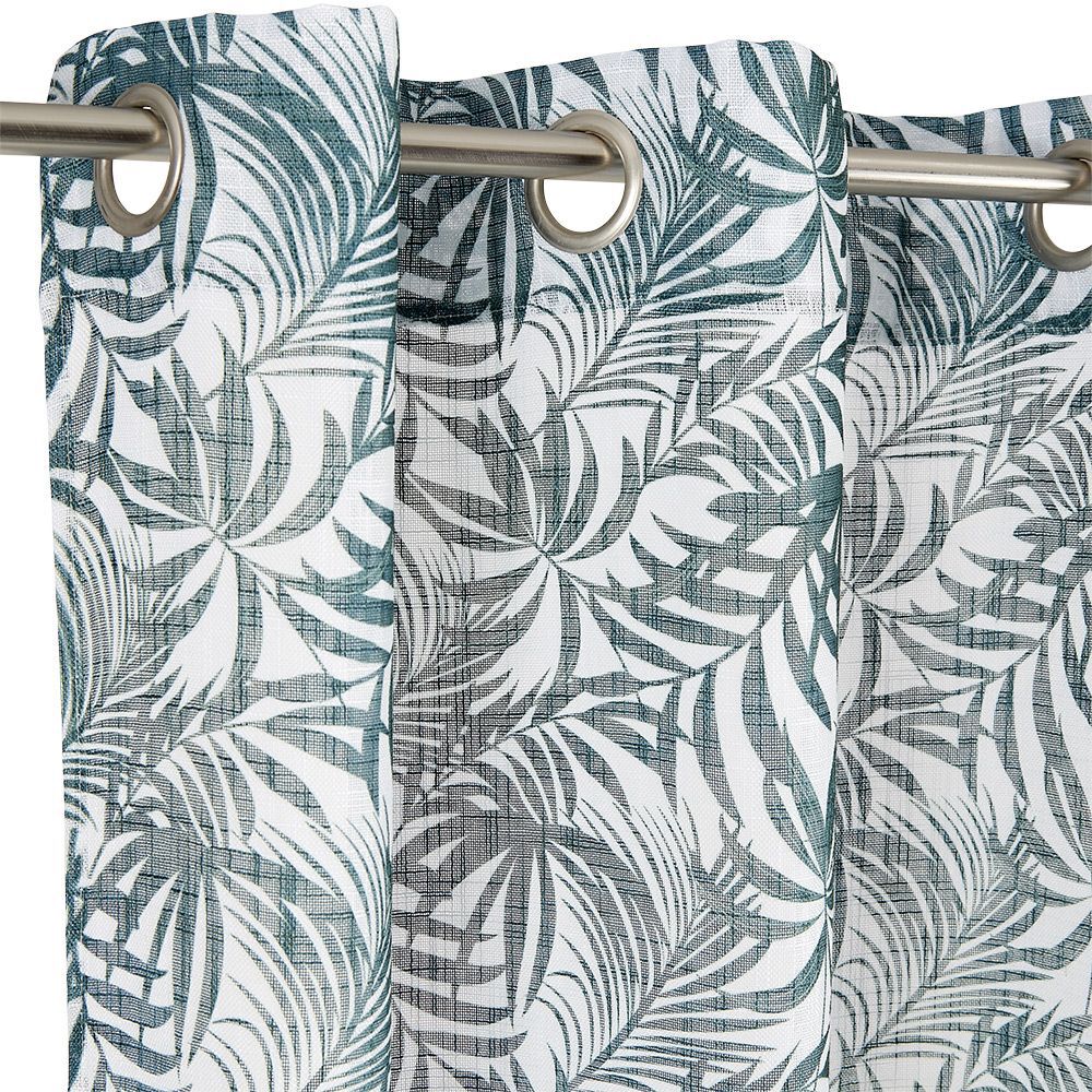 Voilage polyester 140x240cm imprimé feuillage blanc et vert